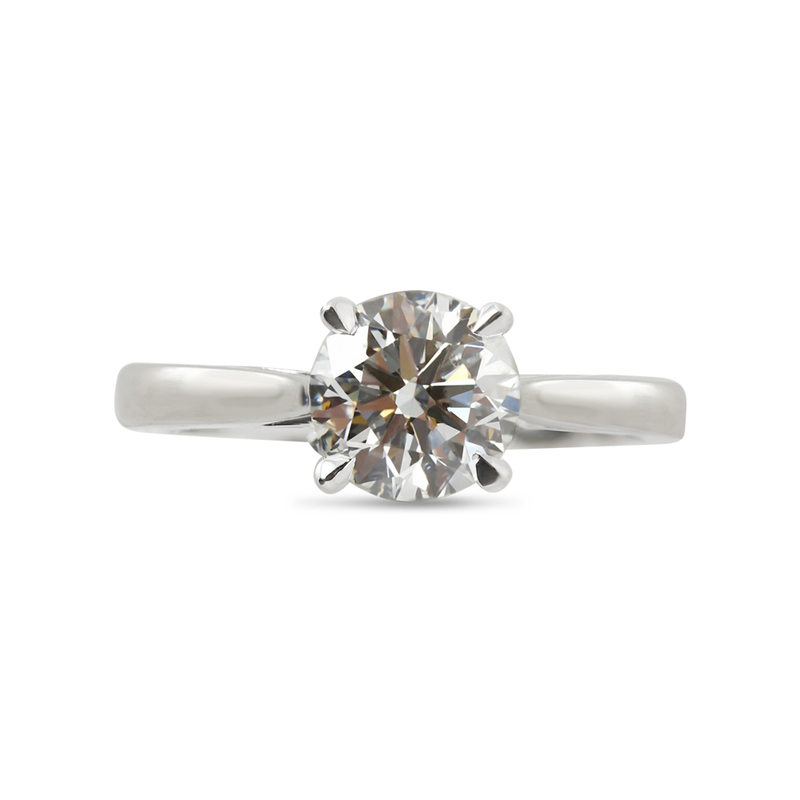 Four Claw Raised Solitaire Diamond Engagement Ring Top View