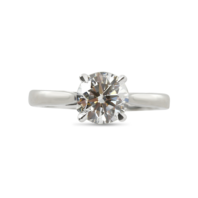 Raised Round Shape Solitaire Lab Grown Diamond Engagement Ring