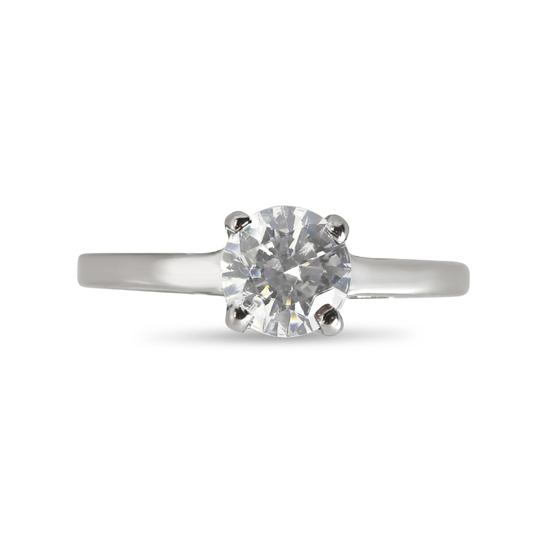 Four Claw Solitaire Plain Straight Band Engagement Ring
