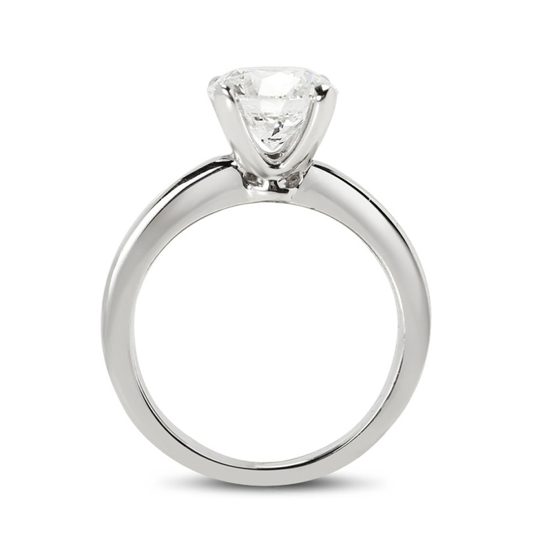 Straight Band Round Diamond Engagement Ring