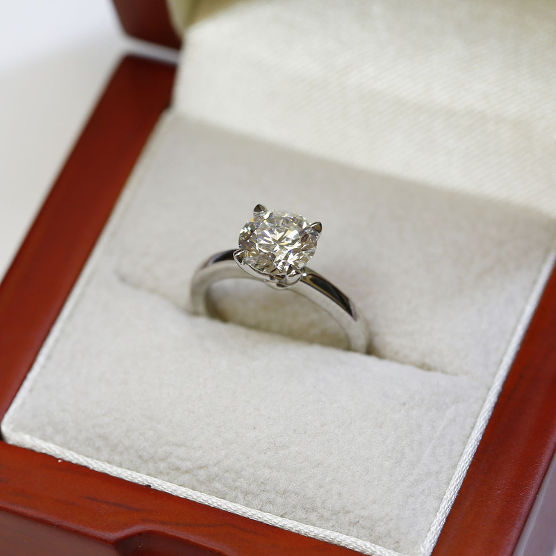 Straight Band Round Diamond Engagement Ring