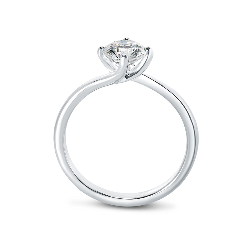 Twist Round Lab Grown Solitaire Diamond Engagement Ring