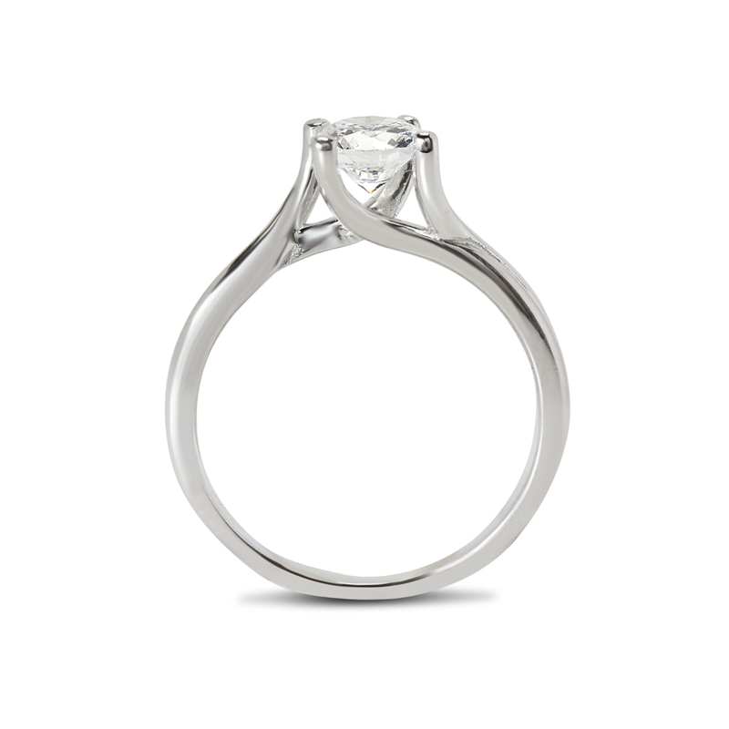 Twisted Band Plain Solitaire Diamond Engagement Ring
