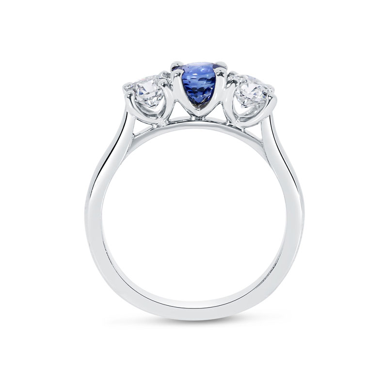 Blue Sapphire And Diamonds Trilogy Engagement Ring