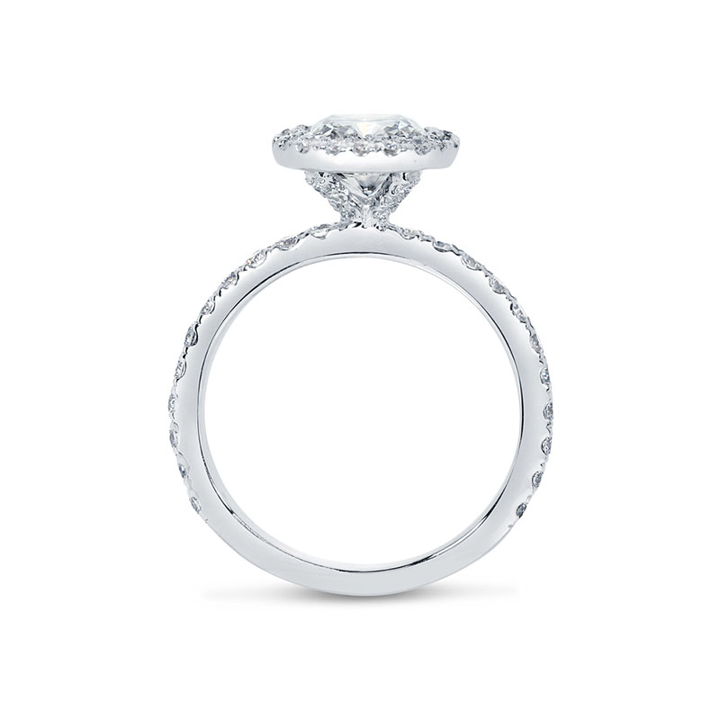 Cushion Cut Hidden Halo Diamond Engagement Ring