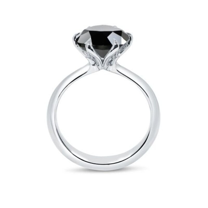 Six Tiger Claw Solitaire Black Diamond Engagement Ring