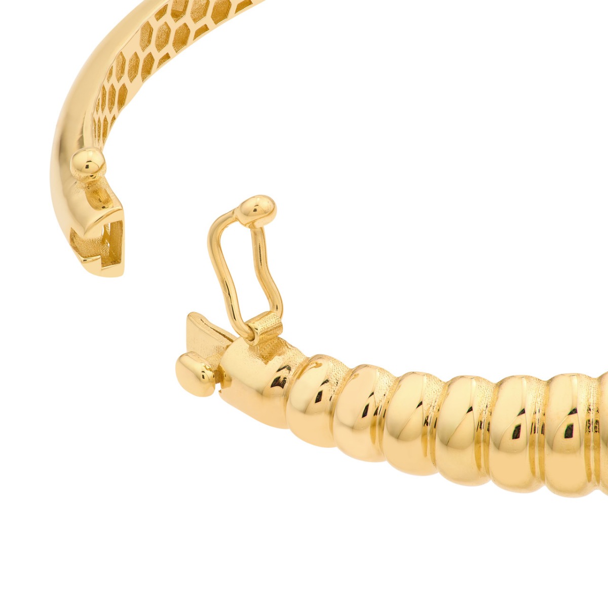Graduated Gold Ribbed Bangle Bracelet