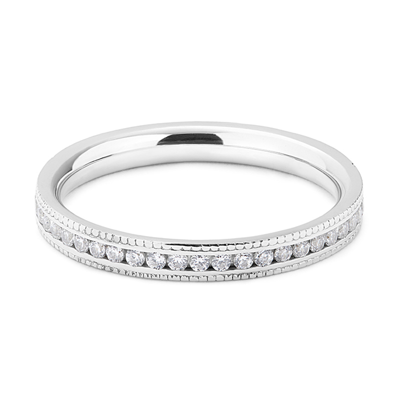 Classic Mille Grain Set 2.2mm Ring Half Band Diamond Wedding Ring