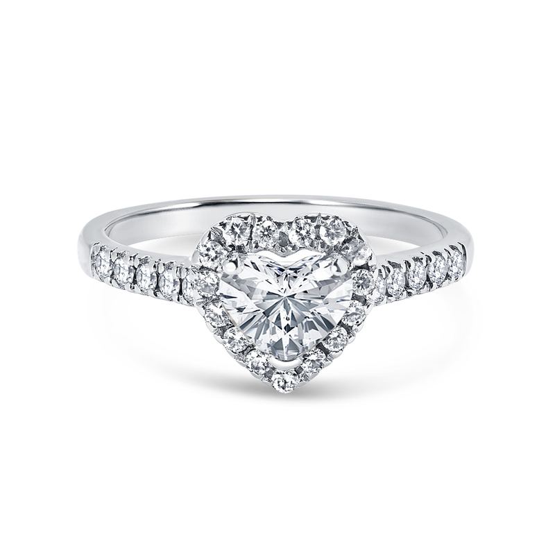 Heart Shape Halo Diamond Engagement Ring