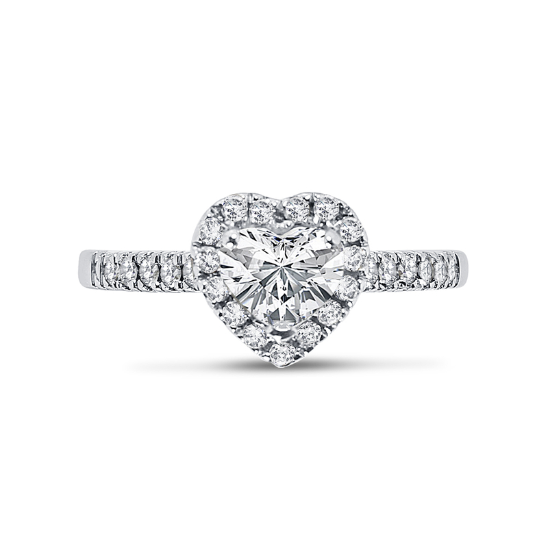 Heart Shape Halo Lab Grown Diamond Engagement Ring