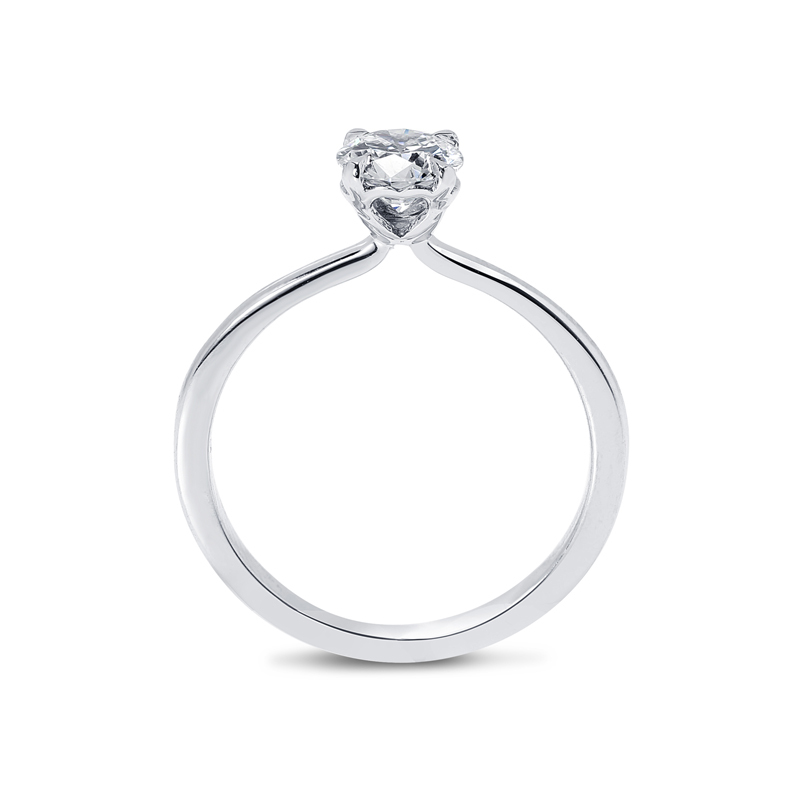 Heart Shape Setting Round Solitaire Diamond Engagement Ring 