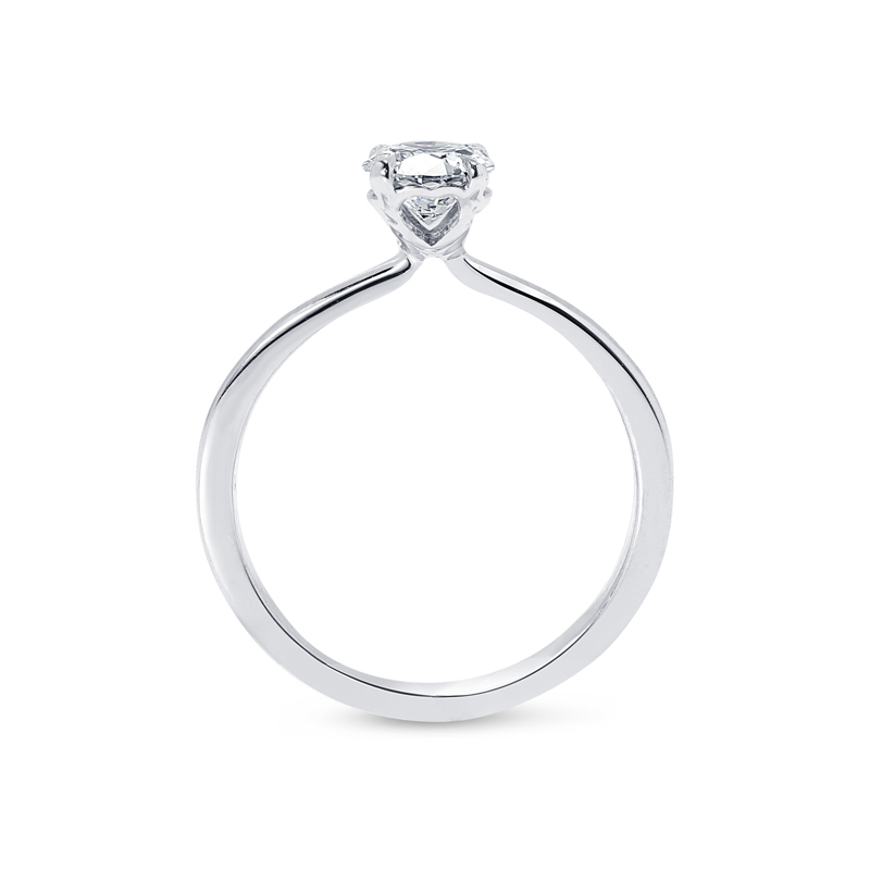 Heart Shape Setting Round Solitaire Diamond Engagement Ring 