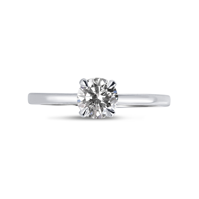 Heart Shape Setting Round Solitaire Diamond Engagement Ring 