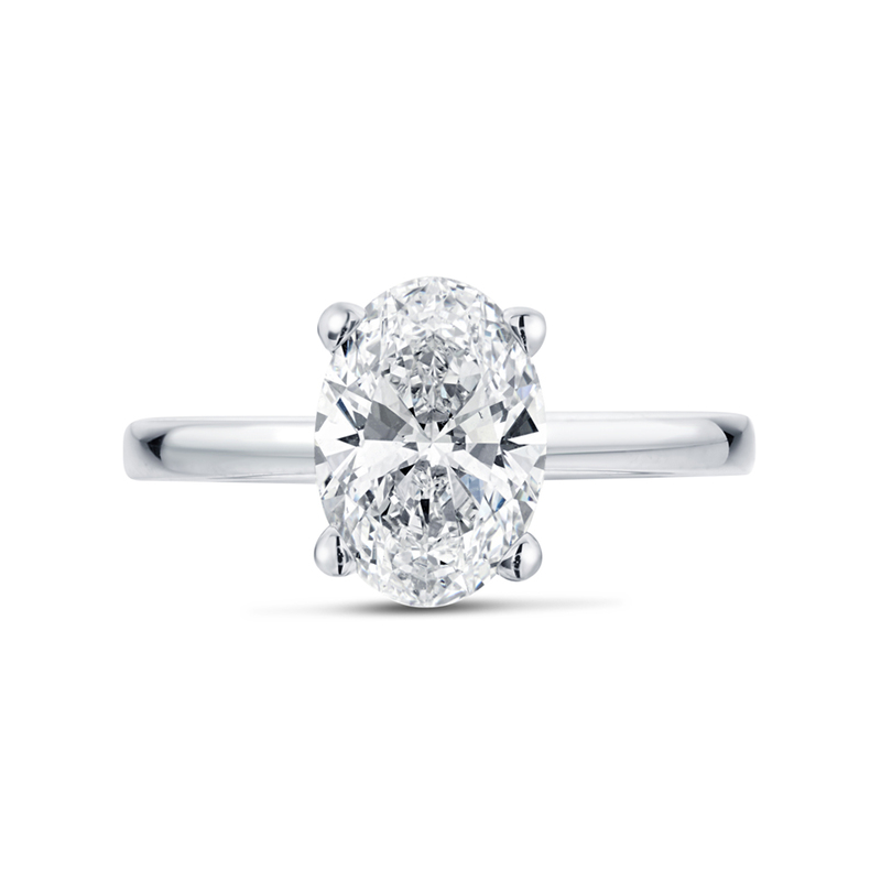 Oval High Setting Solitaire Diamond Engagement Ring