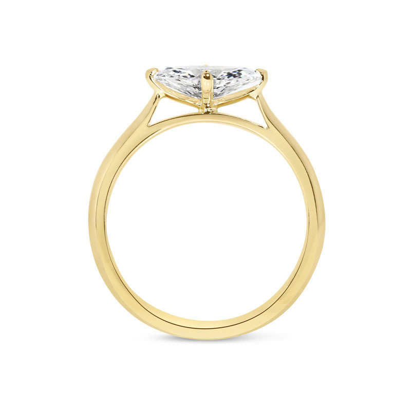 Horizontal Marquise Shape Solitaire Lab Grown Diamond Engagement Ring