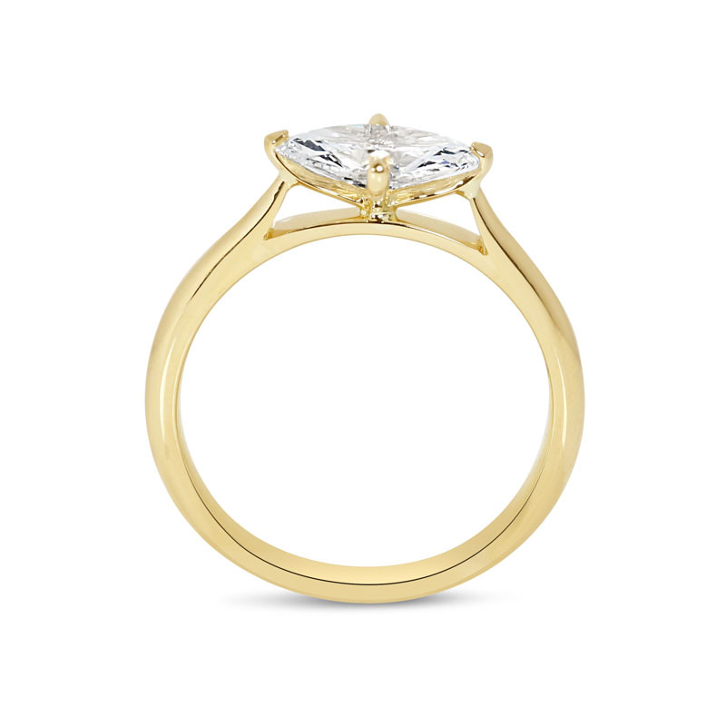 Horizontal Marquise Shape Solitaire Diamond Engagement Ring
