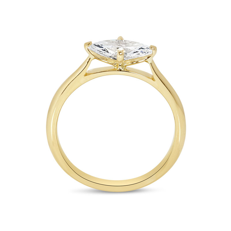 Horizontal Marquise Cut Solitaire Diamond Engagement Ring