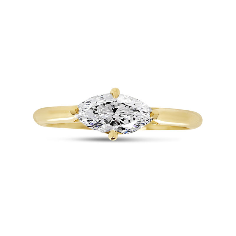 Horizontal Marquise Cut Solitaire Diamond Engagement Ring