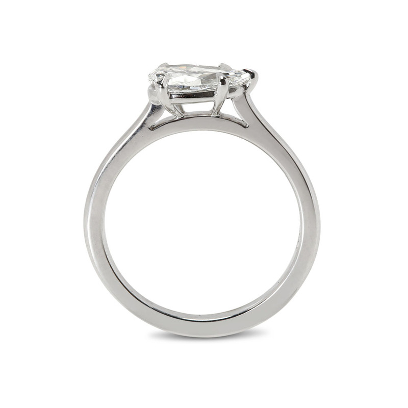 Horizontal Solitaire Pear Cut Diamond Engagement Ring