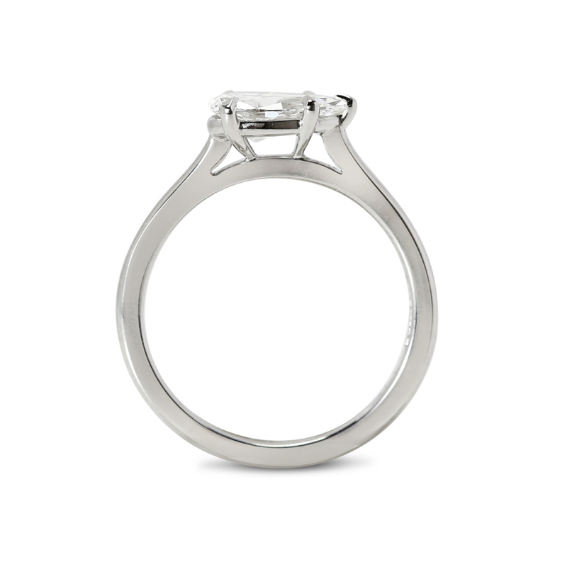 Horizontal Solitaire Pear Cut Diamond Engagement Ring