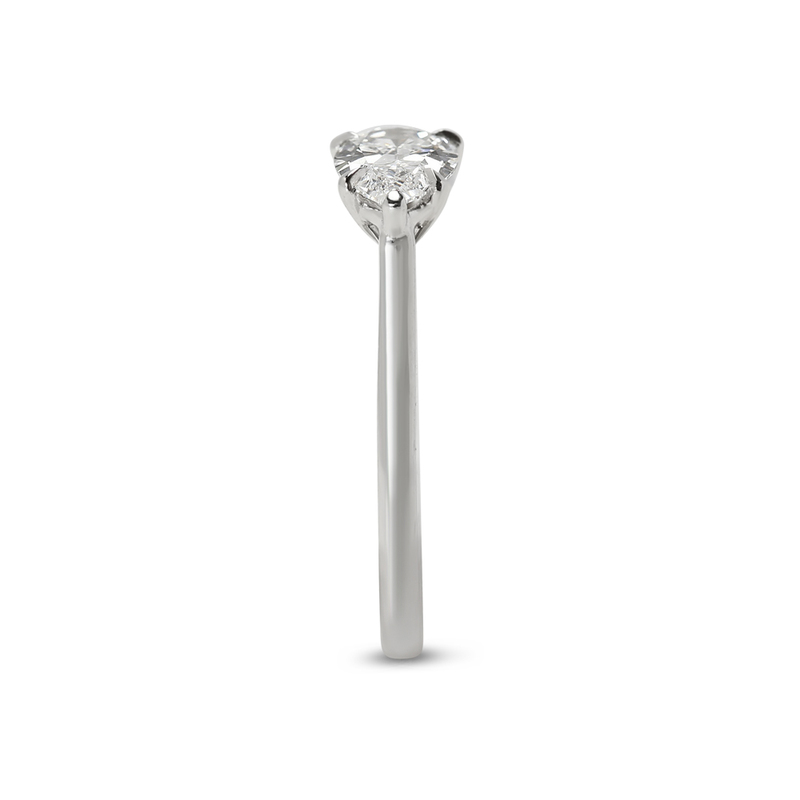 Horizontal Solitaire Pear Shape Lab Grown Diamond Engagement Ring