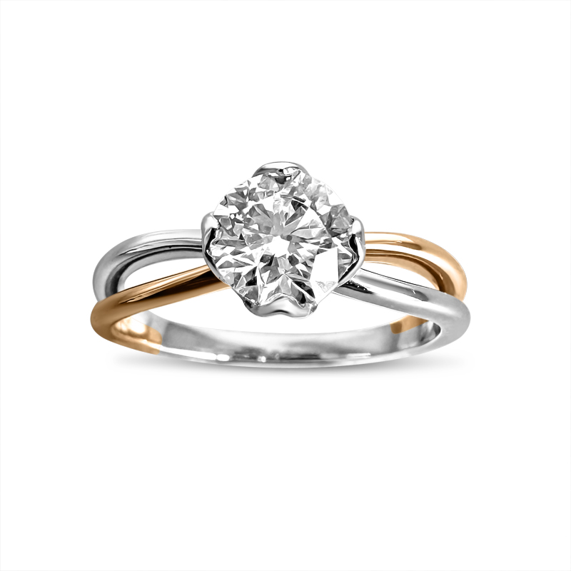 Split Shank Two Metals Diamond Engagement Ring