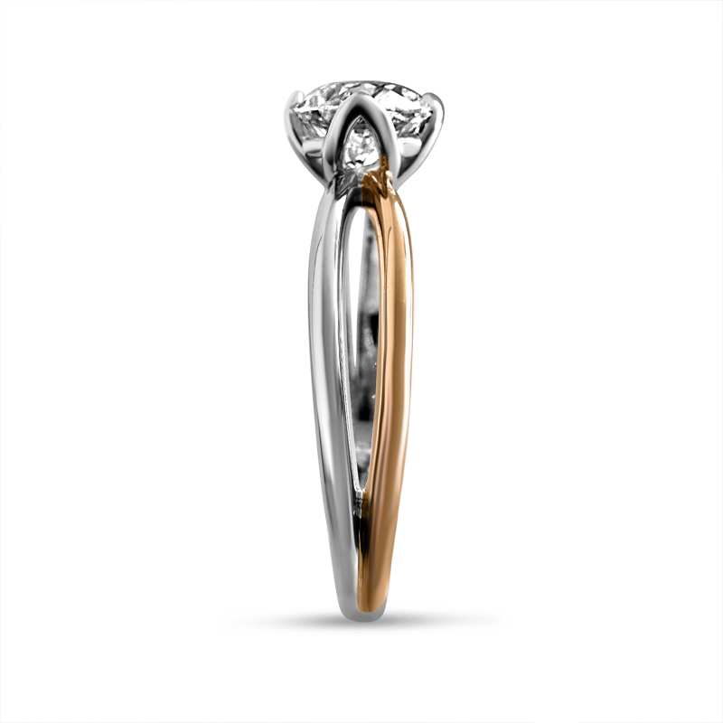 Split Shank Two Metals Round Diamond Engagement Ring