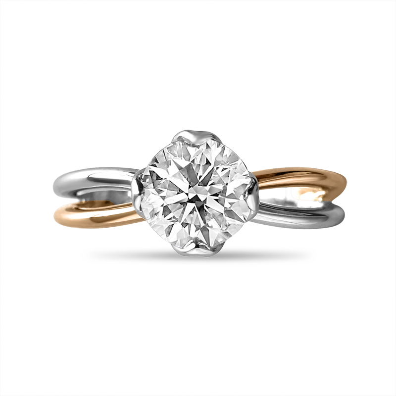 Split Shank Two Metals Diamond Engagement Ring