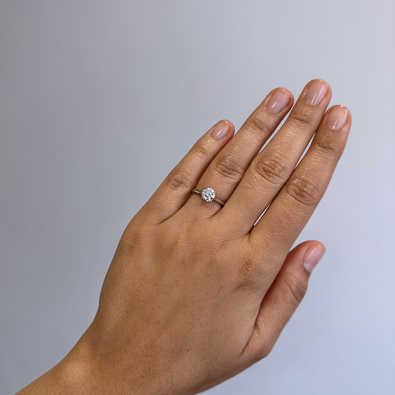 Floating Round Shape Solitaire Lab Grown Diamond Engagement Ring