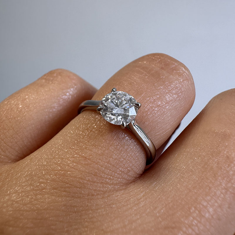 Floating Round Shape Solitaire Lab Grown Diamond Engagement Ring
