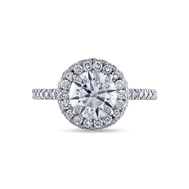  Double Edge Halo Round Lab Grown Diamond Engagement Ring