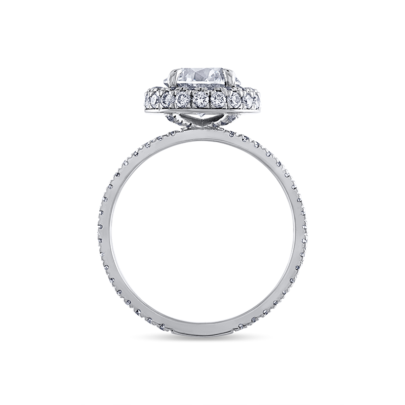  Double Edge Halo Round Lab Grown Diamond Engagement Ring