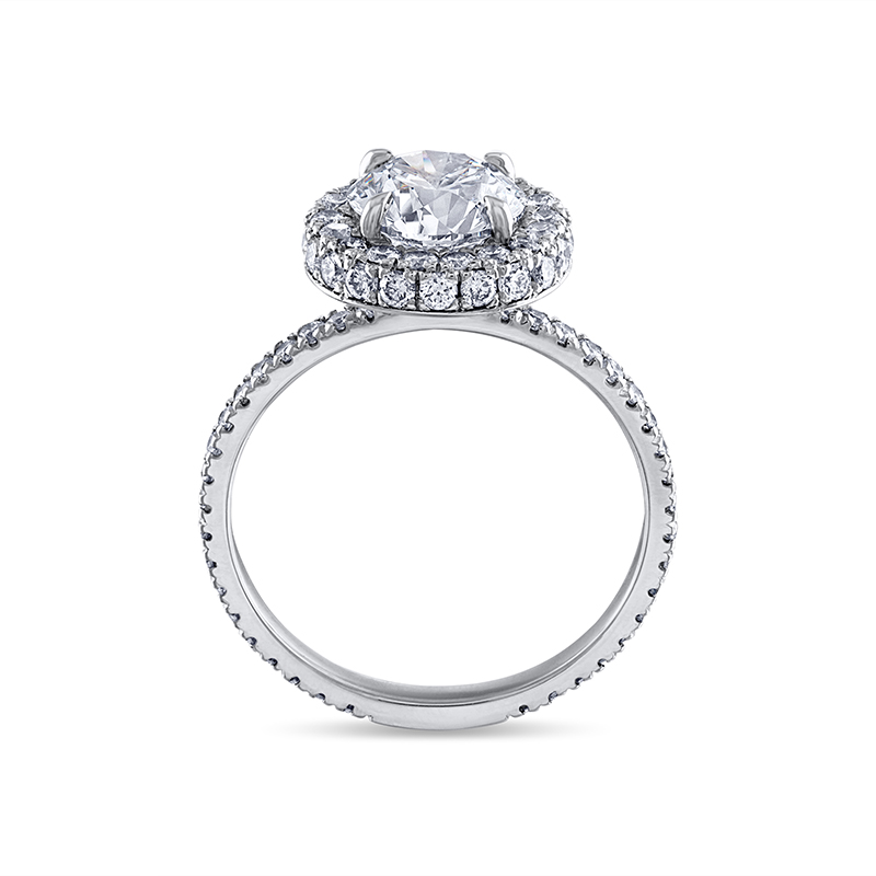  Double Edge Halo Round Lab Grown Diamond Engagement Ring