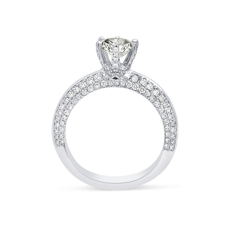 Knife Edge Bridge Pave Set Round Diamond Engagement Ring