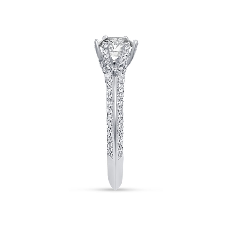 Knife Edge Bridge Pave Set Round Diamond Engagement Ring