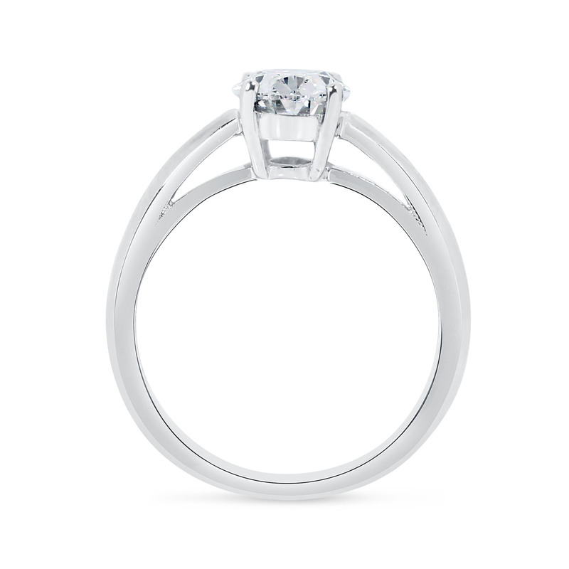 Knife Edge Oval Cut Lab Grown Solitaire Diamond Engagement Ring