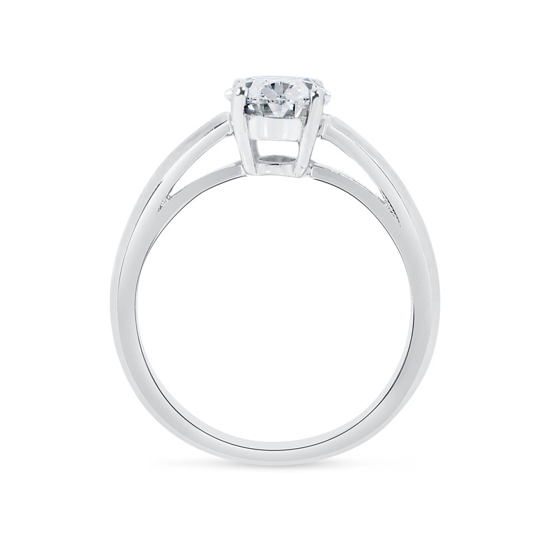Knife Edge Oval Cut Lab Grown Solitaire Diamond Engagement Ring