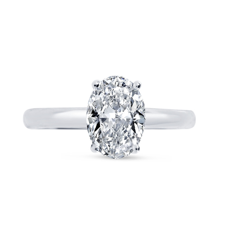 Knife Edge Oval Cut Solitaire Diamond Engagement Ring
