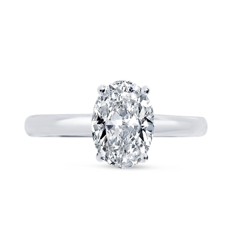 Knife Edge Oval Cut Solitaire Diamond Engagement Ring