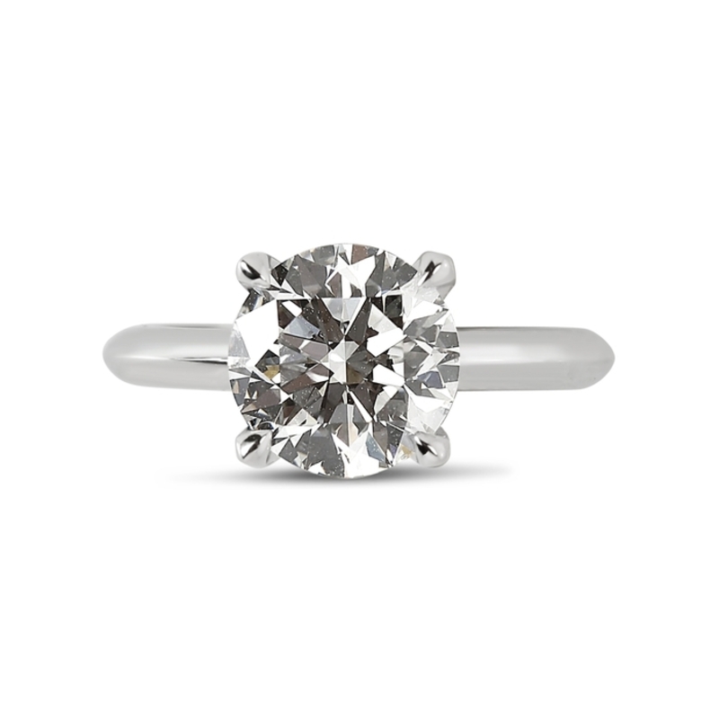 Knife Edge Solitaire Round Cut Diamond Engagement Ring