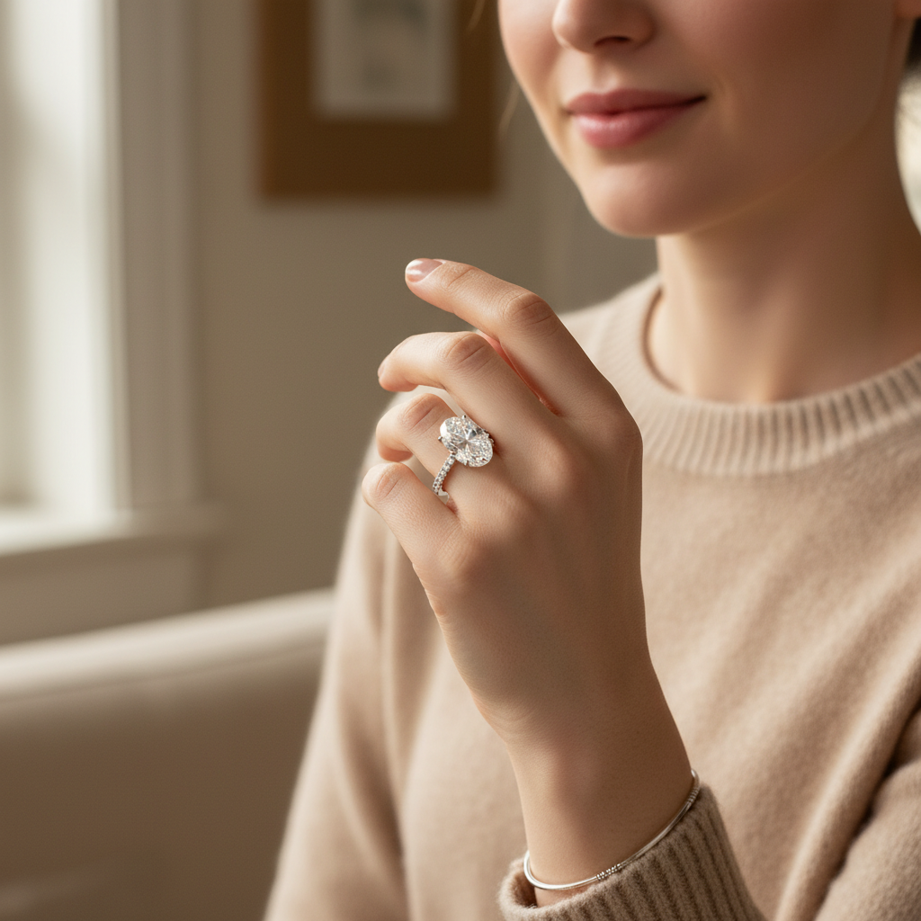 Kourtney Kardashian Oval Halo Diamond Engagement Ring