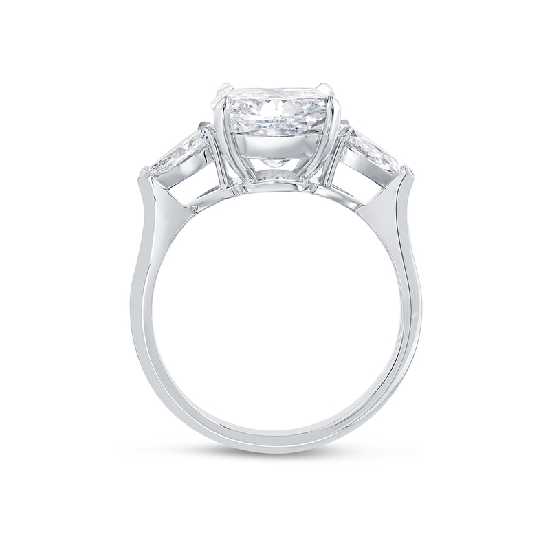 Large Cushion Cut Pear Side Stones Diamond Engagement Ring