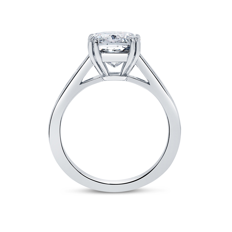 Large Cushion Channel Set Princess Band Diamond Engagement Ring