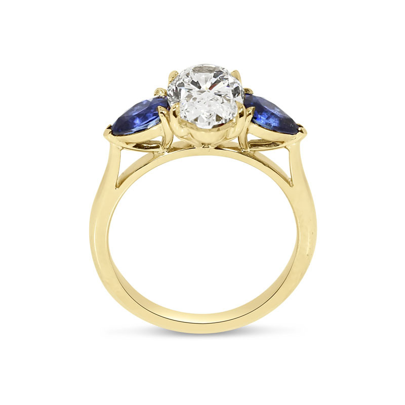 Diamond engagement ring with sapphire side stones new arrivals