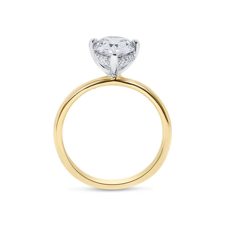 Large Pear Cut Lab Grown Diamond Hidden Halo Engagement Ring