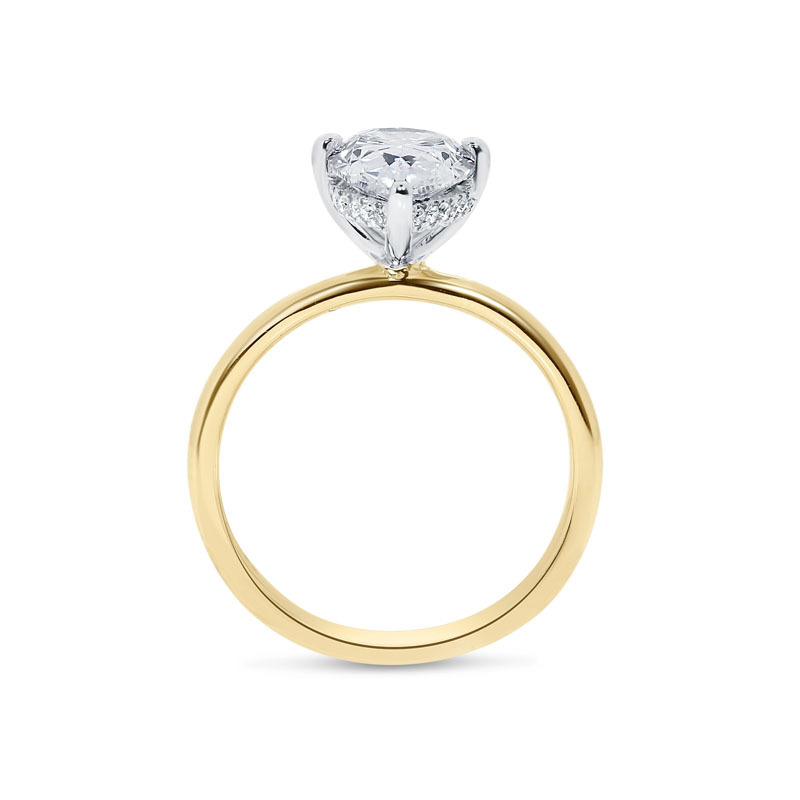 Pear Cut Hidden Halo Solitaire Engagement Ring