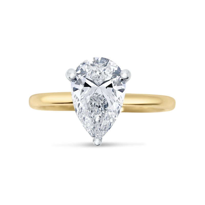 Large Pear Shape Diamond Hidden Halo Solitaire Engagement Ring