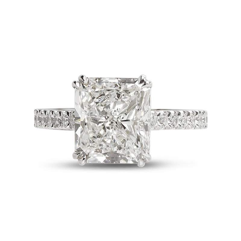 Large Radiant Diamond Engagement Ring Top View