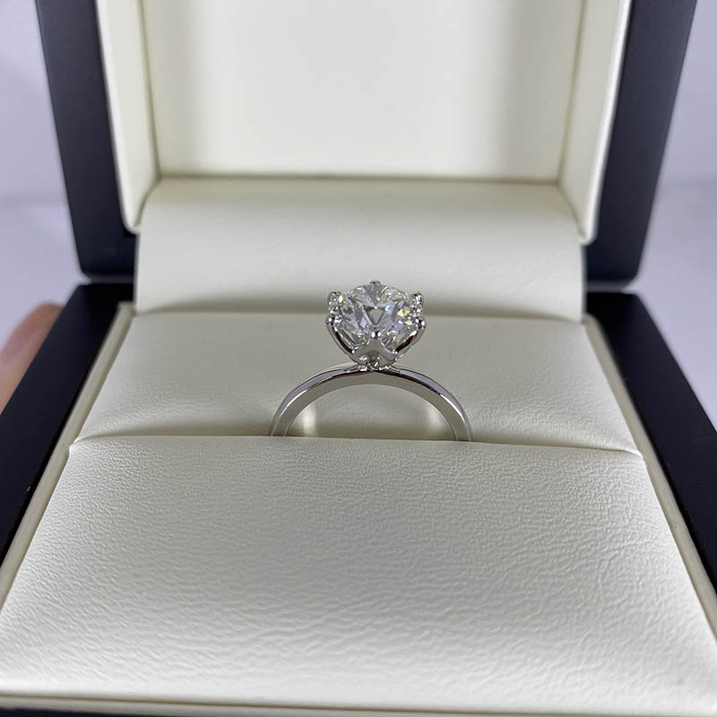 Large Round Cut Diamond Six Claw Solitaire Engagement Ring