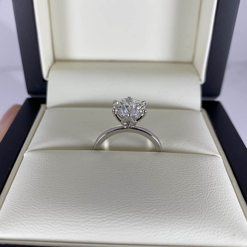 Large Round Lab Grown Diamond Six Claw Solitaire Engagement Ring